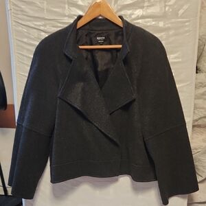 Women's Black Wool blend cropped open front jacket by Worth sz L